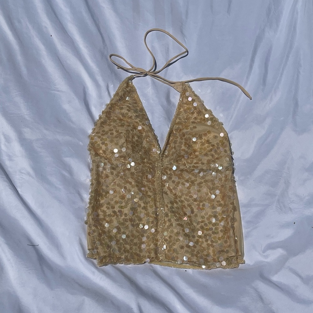 Vintage gold sequin top